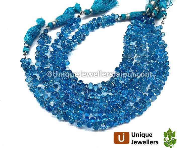 Swiss Blue Topaz Faceted Drops Beads